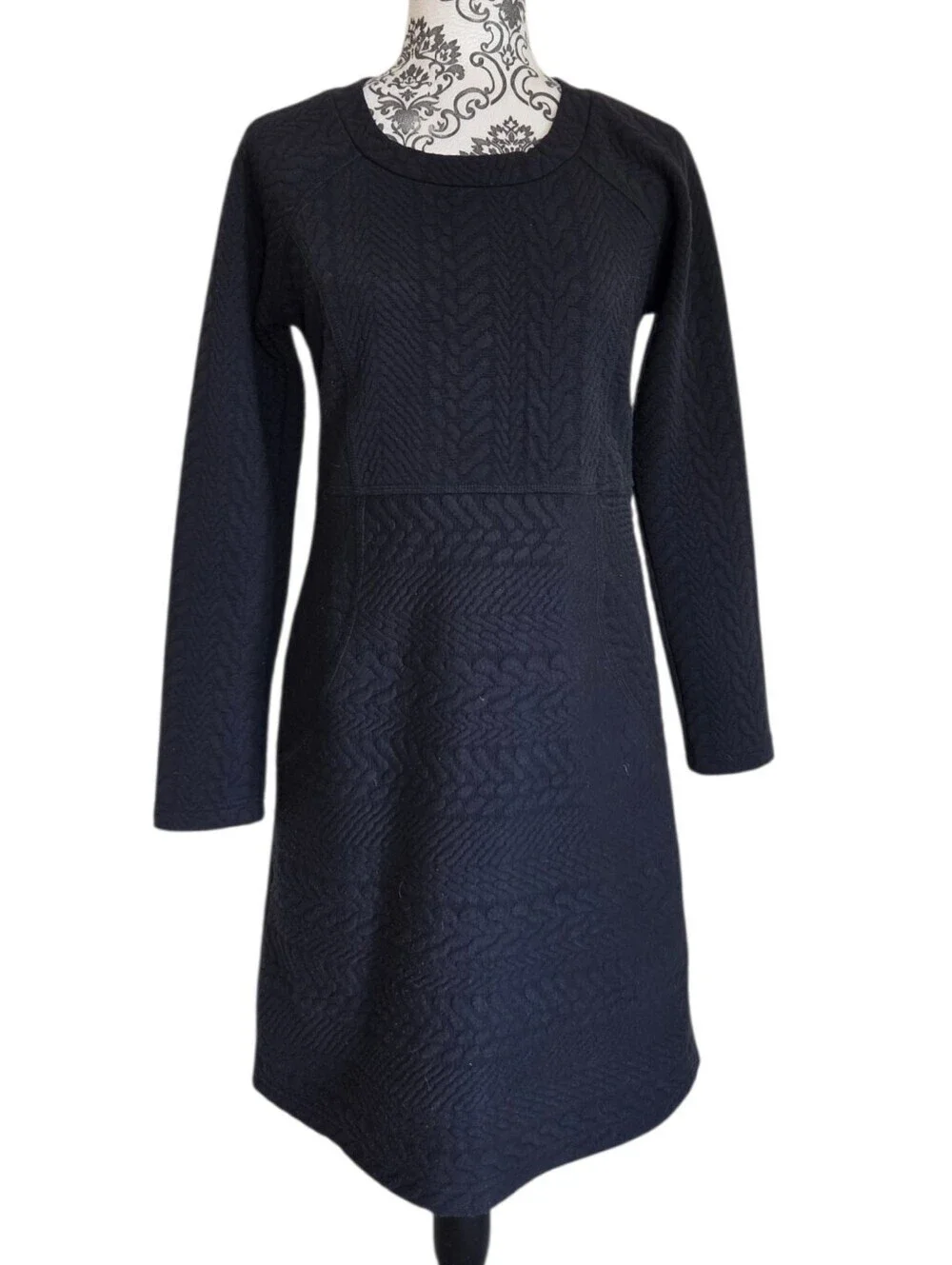 prAna Macee Jacquard Knit Dress Women Small Black Minimalist - Picture 2 of 12
